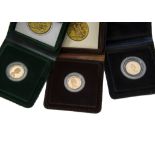 A run of three modern Royal Mint full proof sovereigns, each in case and capsule, dates for 1979,