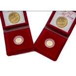 A pair of modern Royal Mint proof half sovereigns, both in cases and capsules and dated for 1980