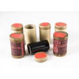 Cylinder phonograph records, Lambert Indestructible: six, black, fibre lined, two in red cartons,
