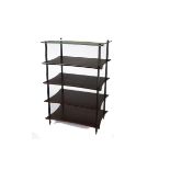 Quadraspire HiFi Rack, five shelf curved front with glass top, spiked feet approximately 580mm w x