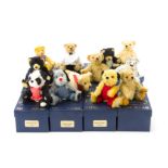 Twelve Dean’s Rag Book Co. Ltd Mini Bears, Including Sooty, Sweep and Soo, in original blue boxes
