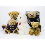 Eleven Harrods teddy bears, unjointed, one in original box