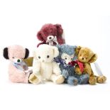 Five Merrythought limited edition Cheeky bears, Anniversary Loopy 35 of 100; Cheeky Raspberry 7 of