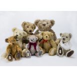 Seven Dean’s Rag Book Co limited edition teddy bears, A large 2000 bear and Centenary Elite Bear,