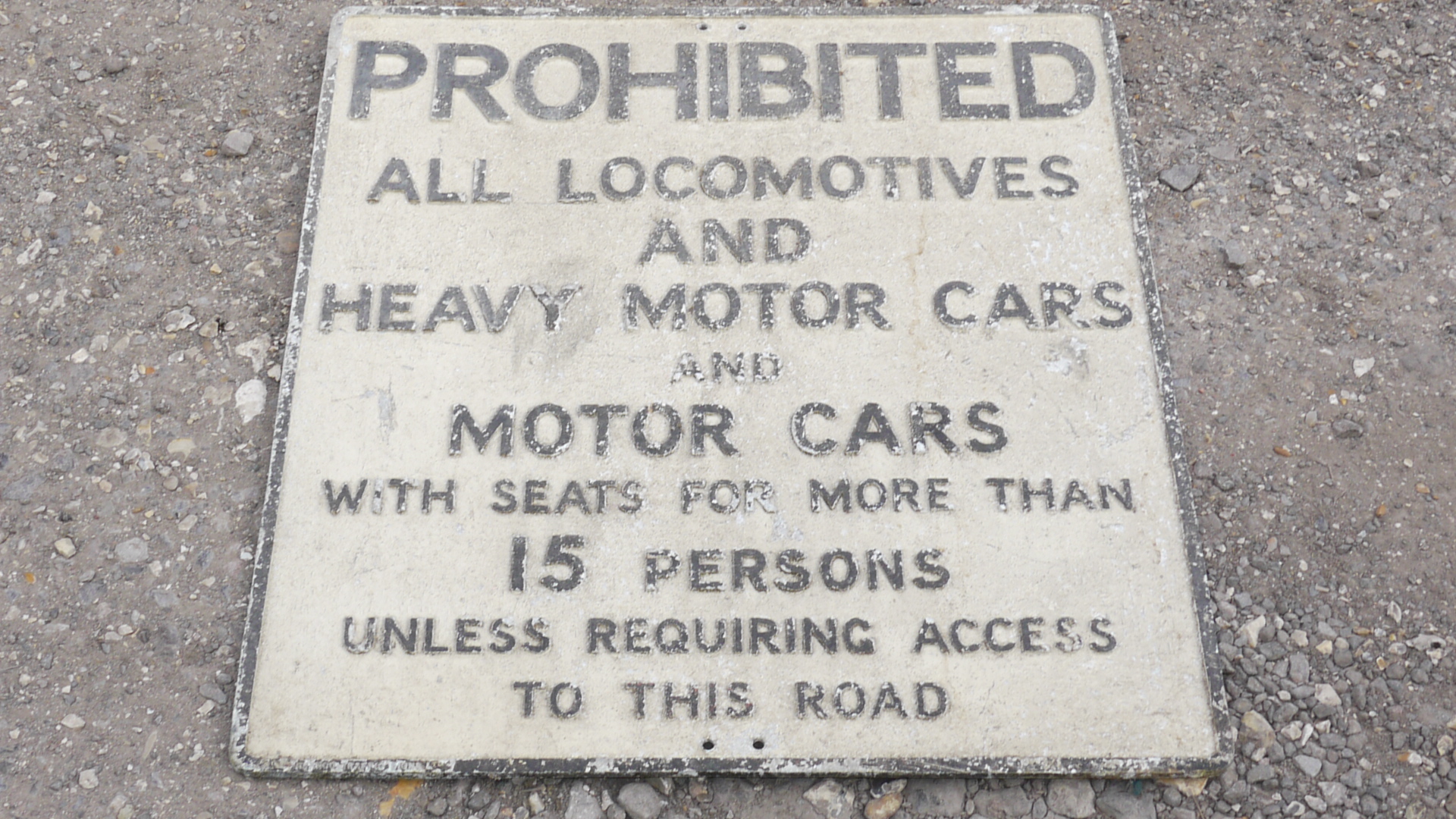 Prohibited Road Sign, An original alloy post mounted sign black on white inscribed 'Prohibited All