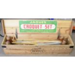 A Jacques cased croquet set, in pine box