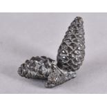 A 19th century bronze study of a pine cone, 8 cm long