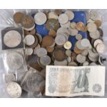 A quantity of various British and world coinage including crowns etc