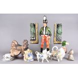 A collection of animal and human related ceramics and objects including a Quantock Design