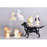 A collection of Beswick pottery items, including a gold back stamp Jemima Puddleduck, five other