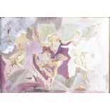 Zoltán Borbereki (1907-1922) pen and gouache on paper, 'Ballet Scene', 33 cm x 47 cm, framed and