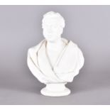 A William Wyon & Sons Victorian parian bust, the study of G P Bidder Esq on socle base, marked and