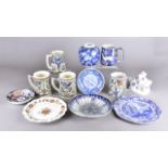 A miscellaneous collection of ceramics, including numerous Chinese, Japanese and English plates of