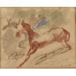 Emmanuel Mané-Katz (1894-1962) watercolour and ink on paper, 'Jockeys on Horseback', signed 'Mane-