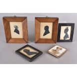 19th Century English School pair of silhouette portraits on card heightened with gilt, 'Portrait