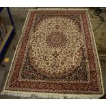 Two modern Persian style rugs, with central red medallion against a cream ground 220 cm x 159 cm and