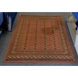 A modern Middle-Eastern style woolen 'Nami' rug by Lano, Belgium, 64 medallions on terracotta