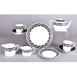 A Susie Cooper for Wedgwood 'Black Keystone' part tea and dinner service, comprising six dinner