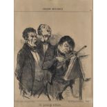 Honoré Daumier (1808-1879) lithograph, 'Un Passage Difficile' from 'Croquis Musicaux', 30 cm x 22