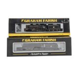 Graham Farish By Bachmann N Gauge Locomotives and Tenders, a duo of BR models in black livery,