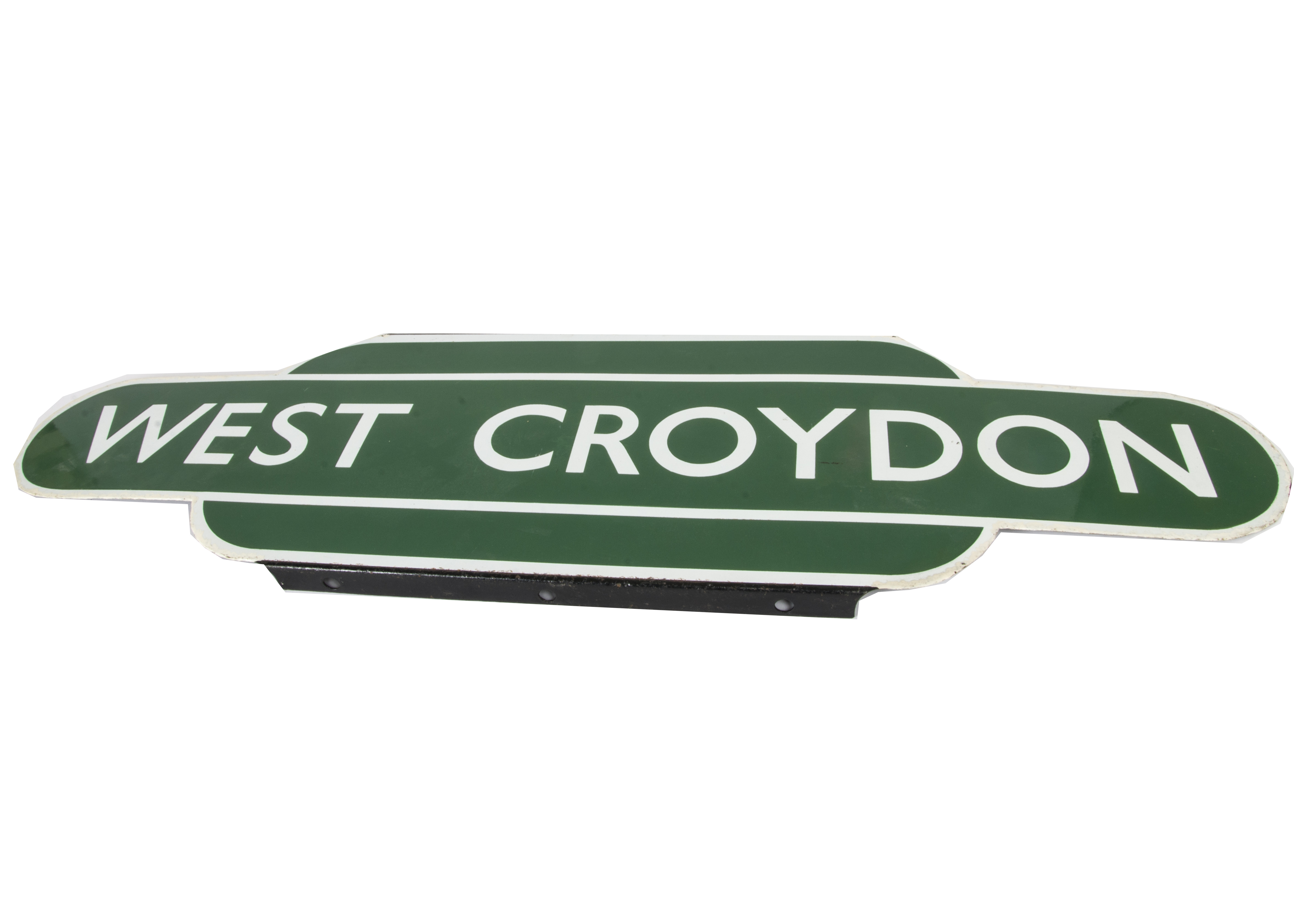 West Croydon Station Totem Sign, a BR Southern enamelled station totem sign for West Croydon, with