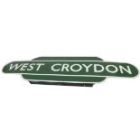 West Croydon Station Totem Sign, a BR Southern enamelled station totem sign for West Croydon, with