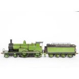 A Gauge 1 Finescale 3-rail/Stud contact LSWR T9 'Greyhound' 4-4-0 Locomotive and Tender, finely made