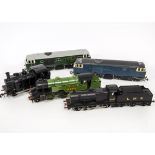 Lima 2-rail and Tri-ang Battery-operated O Gauge Locomotives, comprising a neatly-adapted Thompson