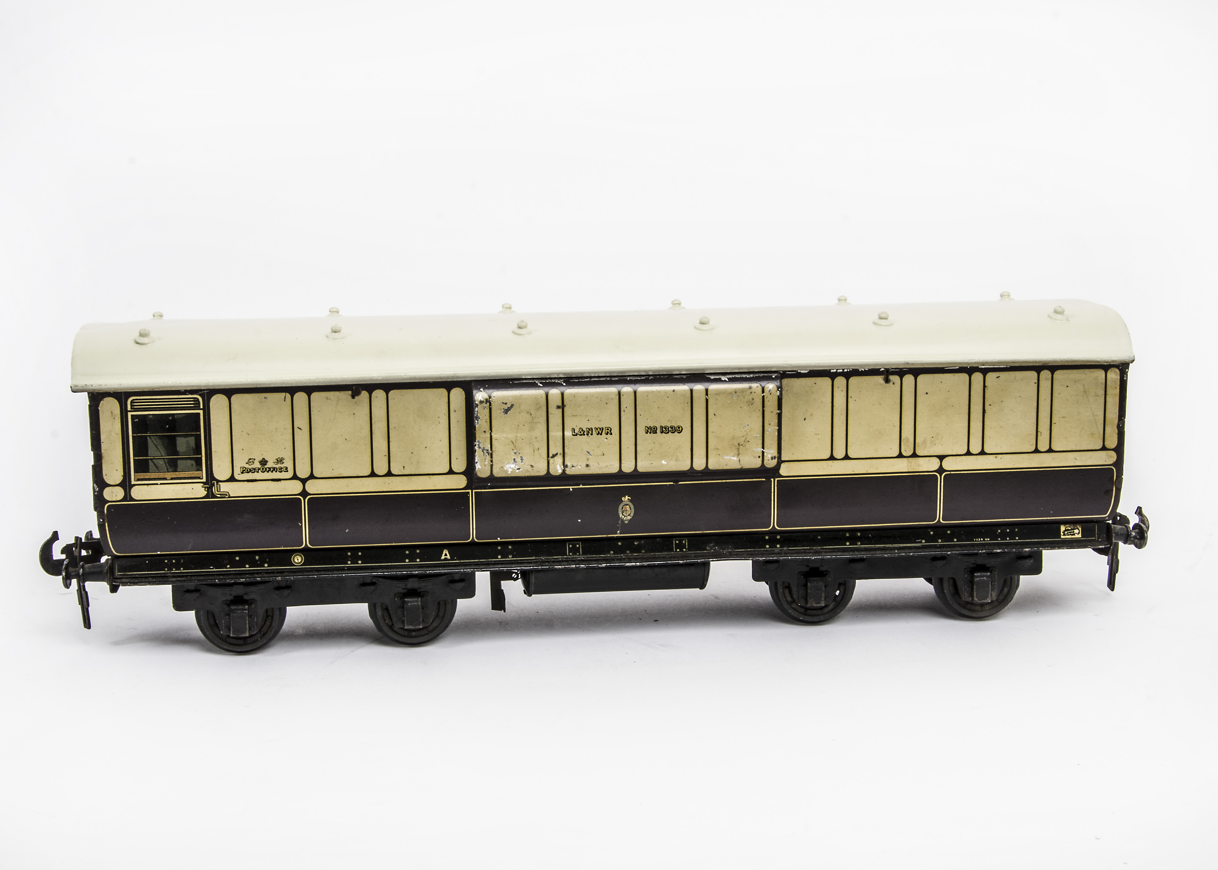 A Bassett-Lowke Gauge 1 LNWR Travelling Post Office Van, in L&NWR brown/ivory as no 1339 with