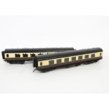 Two Retouched Exley O Gauge GWR K5 Type Corridor Coaches, both in chocolate/cream, comprising 1st/