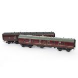 Two Kitbuilt Finescale O Gauge BR (LMR) Full Brake Coaches, comprising wooden-bodied van no