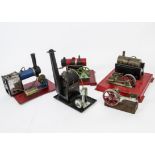 A Group of Modified Mamod/Bowman Live Steam Stationary Engines, including a Mamod SE3 twin-