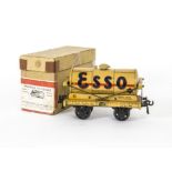 A Boxed Original Bassett-Lowke O Gauge Esso Tank Wagon, in yellow as no 21774, G, with crazing to