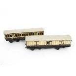 Two Bassett-Lowke Gauge 1 LNWR Coaches, both in LNWR brown/ivory, comprising 1st/3rd composite no