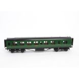 An Exley O Gauge Southern Railway Brake/3rd Coach, in SR green as no 5081, with interior