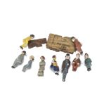 A Box of Original O Gauge Figures, assorted people, one standing and 8 seated, for use on station