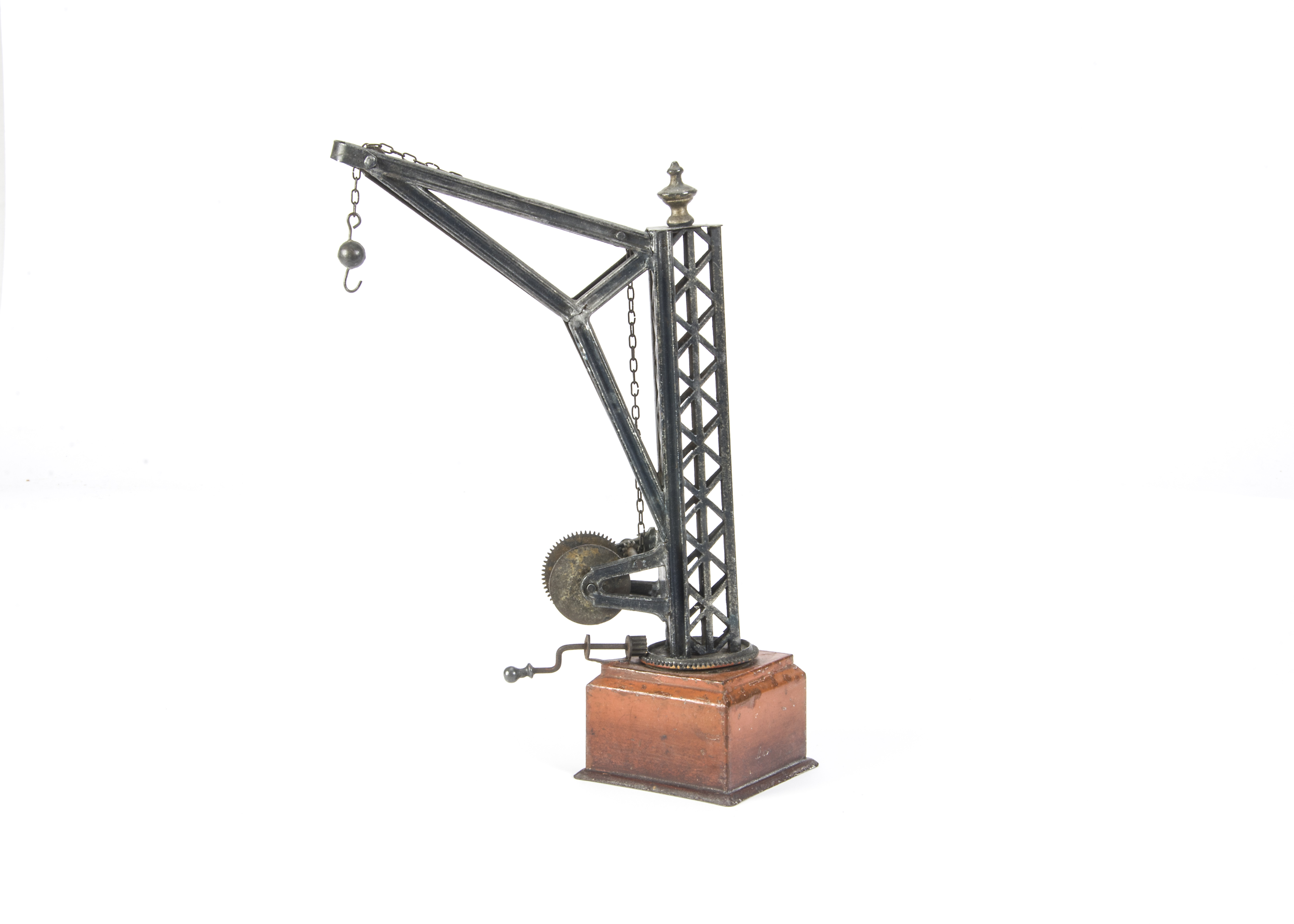 A Bing Gauge O or 1 Pedestal Crane circa 1906, with blue-grey crane on orange pedestal base,