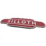 Silloth Station Totem Sign, a BR LMR Region Silloth Station enamelled totem sign, closed in 1964,