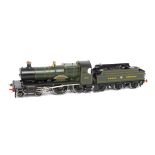 A Made-up Finescale O Gauge GWR Curved-framed 'County' Class (4-4-0) Locomotive and Tender from
