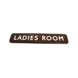 Ladies Room Sign, a BR Western Region Worcester station enamelled sign, with white lettering on a