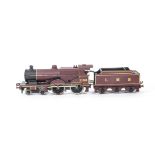 A Repainted Bassett-Lowke O Gauge Clockwork 'Compound' 4-4-0 Locomotive and Tender, refinished in