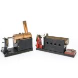 Two Vintage Live Steam Spirit-Fired Oscillating Marine-type Engines, one with 2" diameter x 4"