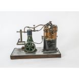 A Model Vertical Boiler and Steam Engine by Stuart Turner or Similar, the boiler standing approx