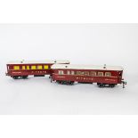 A Pair of Repainted Hornby O Gauge No 3 'Mitropa' Coaches, comprising Speisewagen (restaurant car)