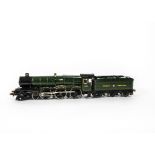 A Finescale O Gauge Kitbuilt GWR 'King' Class 4-6-0 Locomotive and Tender, from unknown brass kit,