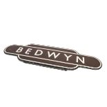 Bedwyn Station Totem Sign a BR Western Region enamelled station totem sign for Bedwyn, cream