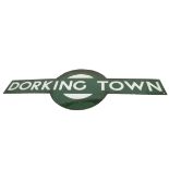 Dorking Town Station Target Sign, a Southern Railways enamelled station target sign for Dorking