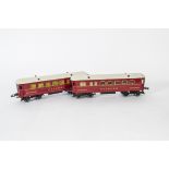 A Pair of Repainted Hornby O Gauge No 3 'Mitropa' Coaches, comprising Speisewagen (restaurant car)