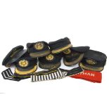 British Rail Peaked Caps, a group of seven vintage caps, six with British Rail emblem, five in