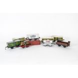French Hornby O Gauge Unboxed Freight Stock, comprising Nord yellow/blue horse/men wagons (2), EST